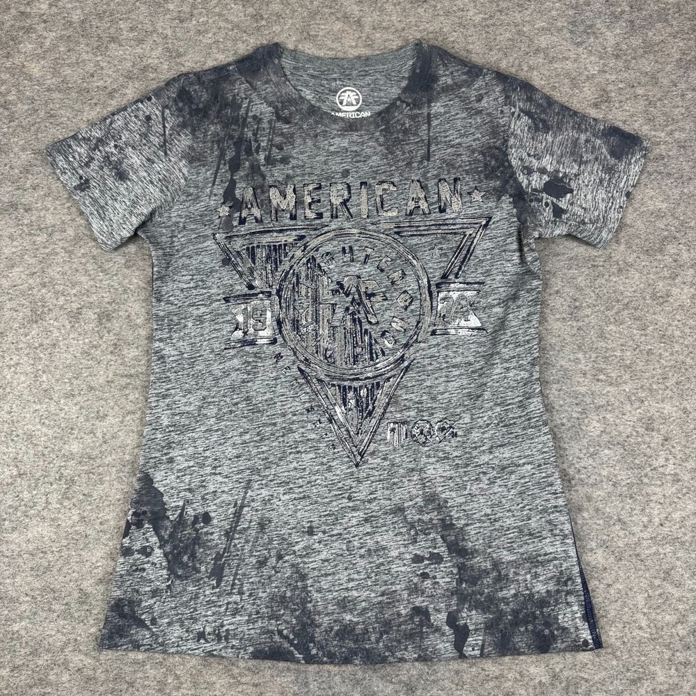 American Fighter Affliction T-Shirt Graphic Print Gray Adult Small S‎